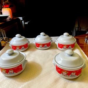 5— VINTAGE CAMPBELL SOUP KIDS Crock/Bowl with Lid "M'm! M'm! Good!" 1998 -